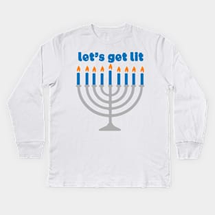 Let's Get Lit Menorah Kids Long Sleeve T-Shirt